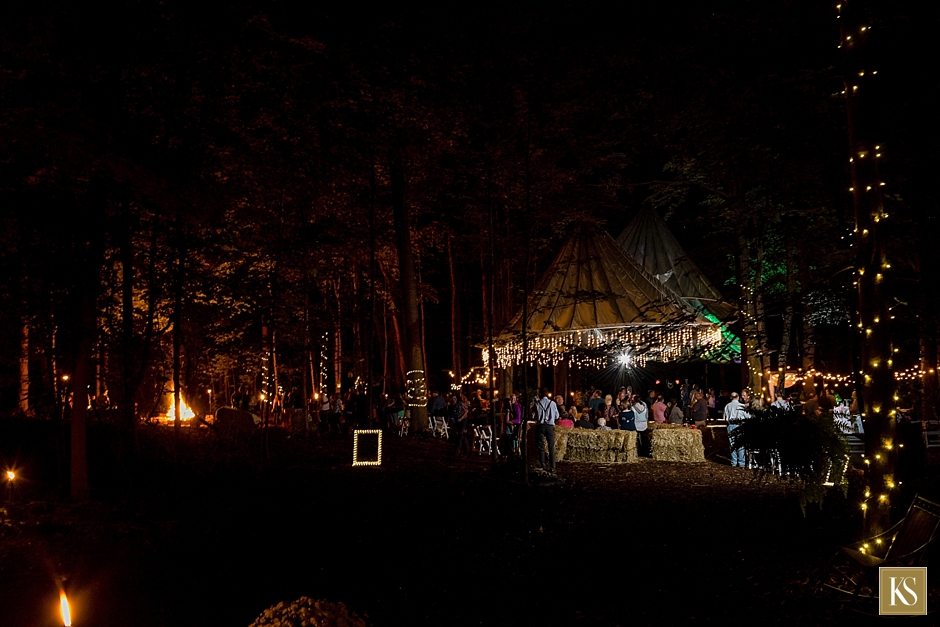 Parachute wedding in the woods